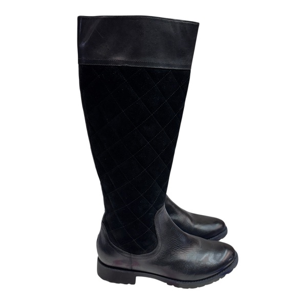Sperry Topsider Black Leather & Suede Quilted Knee-High Boot Sz 7